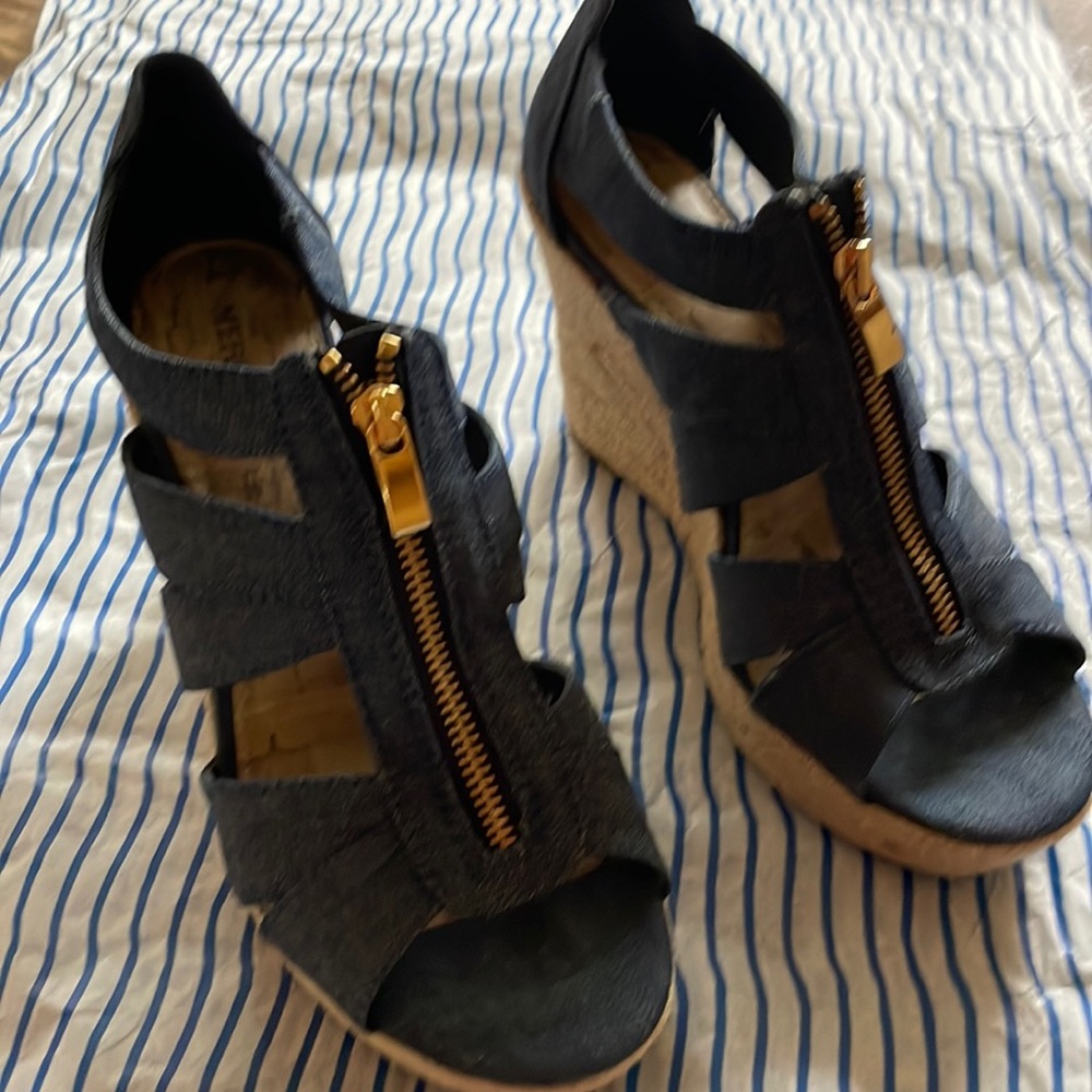 Merona denim wedge, size 9, slightly worn.